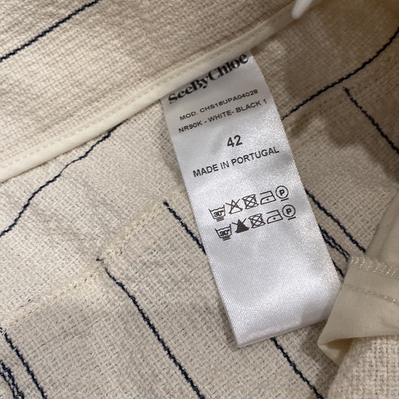 SeeBy Chloe white black 100%Cotton wide leg pants Size 42 (US 12) - Picture 4 of 7